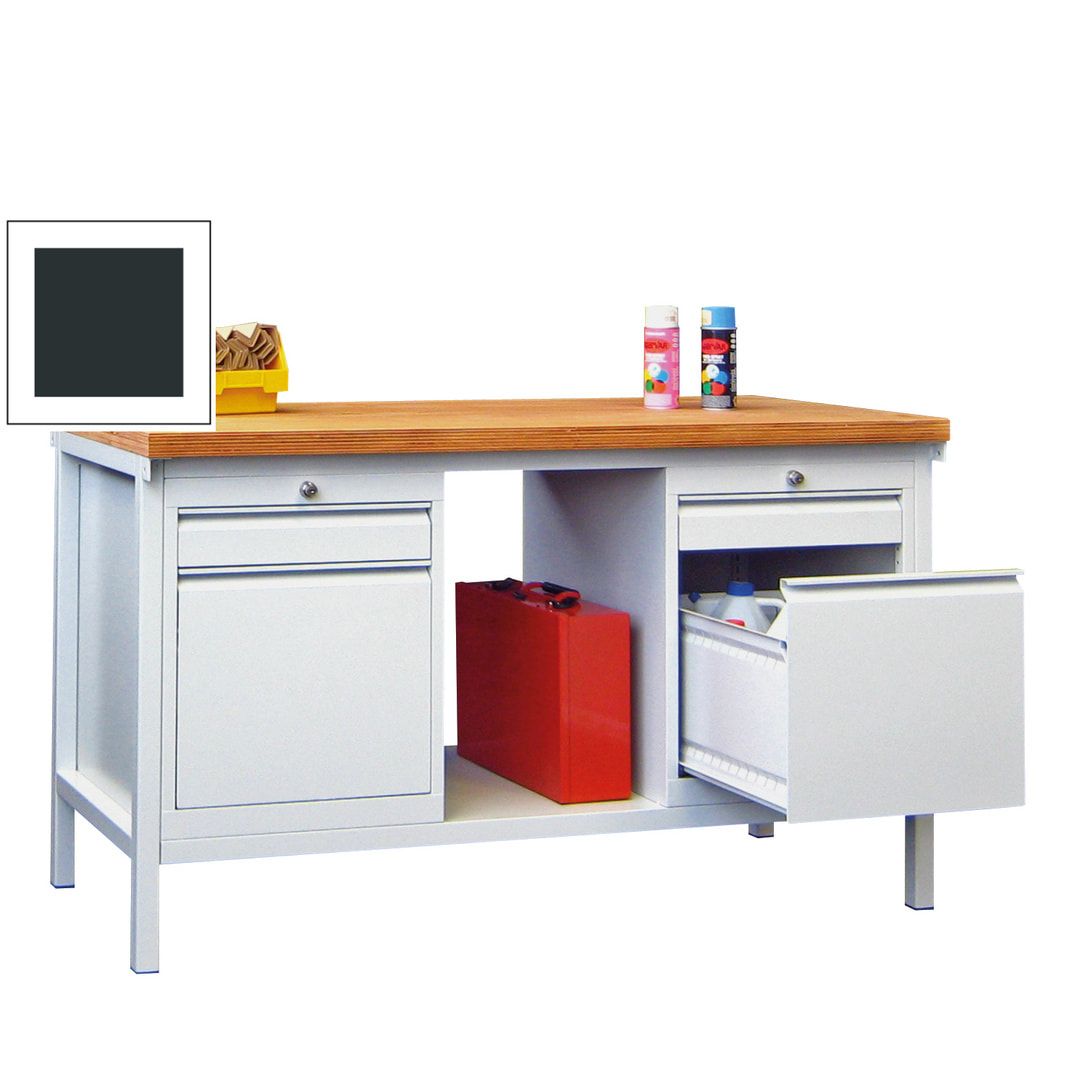 Werkbank mit Schubladenblöcken - 900 x 1.500 x 700 (HxBxT) - anthrazitgrau
