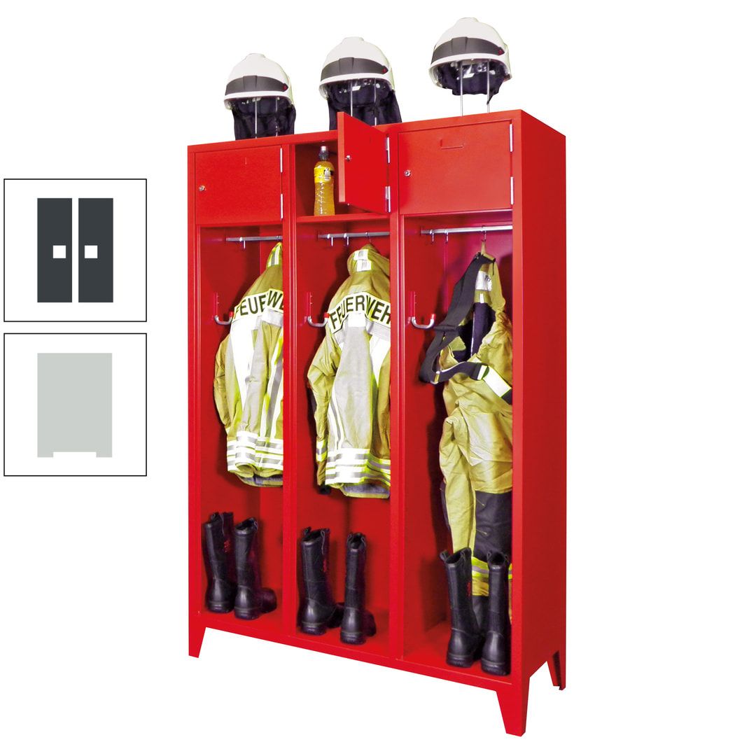 Feuerwehrschrank - 2 Abteile - Ablagefach mit Tür, Etikettenrahmen - 2.100 x 830 x 500 mm (HxBxT) - anthrazitgrau