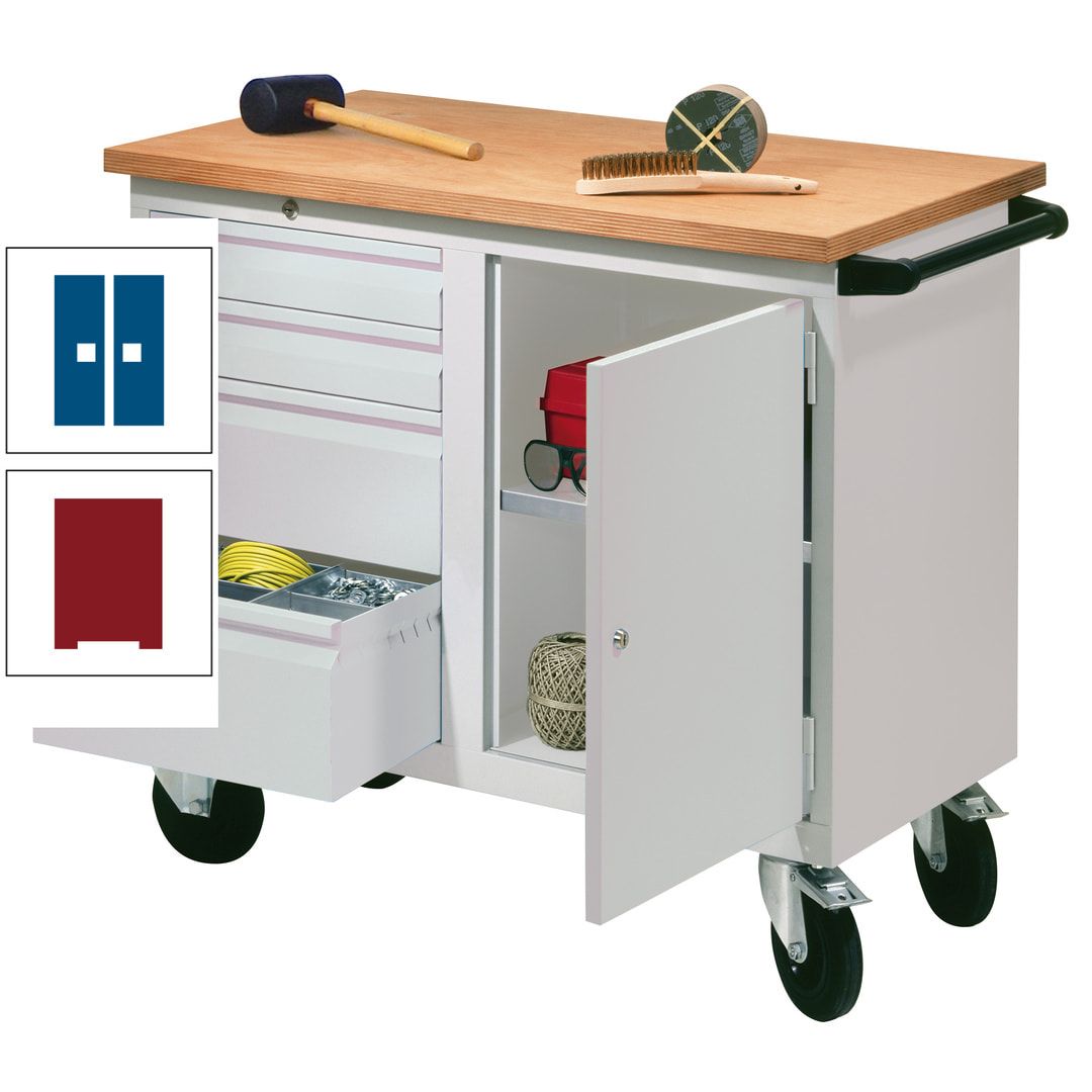Mobile Werkbank - Werkstattwagen - 915 x 1.090 x 600 mm - 4 Schubladen und Schrankfach - anthrazitgrau