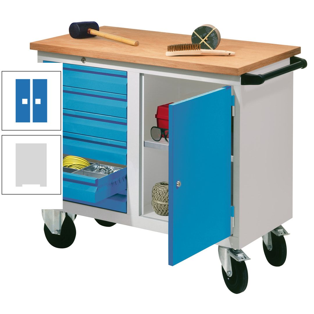 Mobile Werkbank - Werkstattwagen - 915 x 1.090 x 600 mm - 6 Schubladen und Schrankfach - anthrazitgrau
