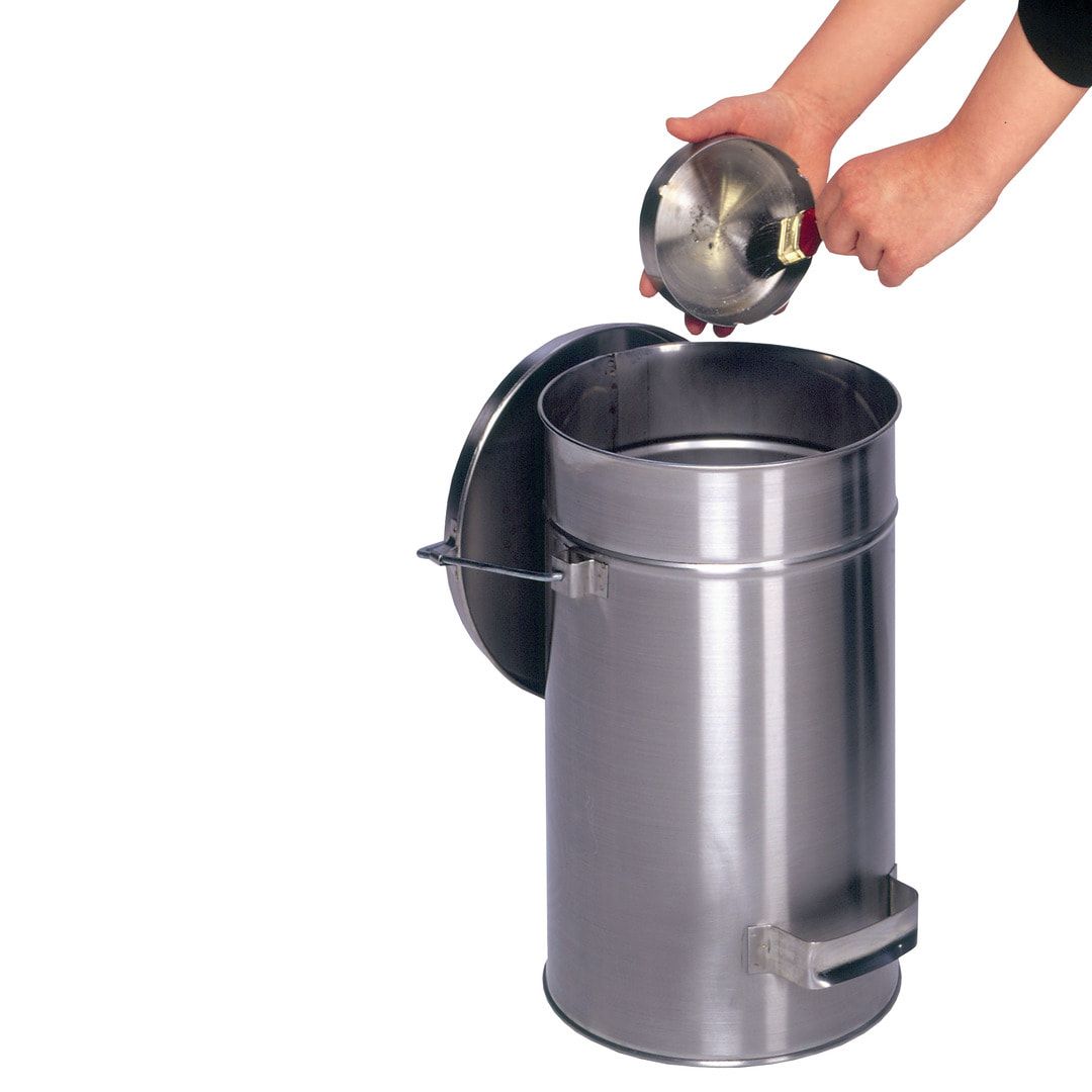 Abfalleimer - Sicherheitsbehälter - rund - Volumen 15 l - 520 x 270 x 270 mm (HxBxT) - Edelstahl