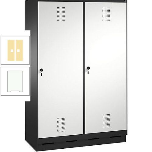 Doppel-Spind, Garderobenschrank, 2 Türen für 4 Abteile a 300 mm, Korpus anthrazitgrau, Türen anthrazitgrau, 1.800 x 1.200 x 500 mm (HxBxT)