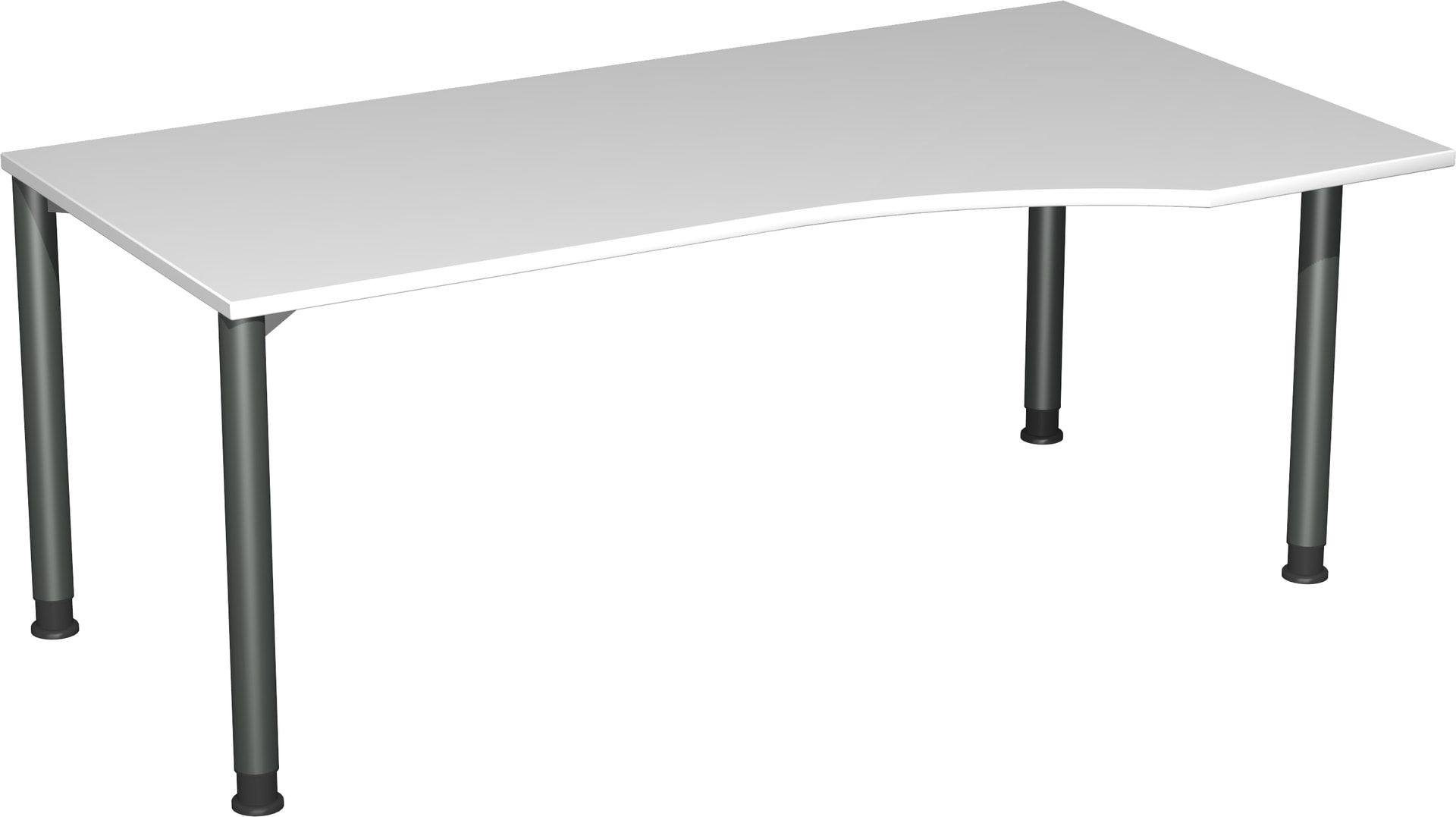 Eckschreibtisch mit einseitig verkürzten Füßen, 4-Fuß Flex, Ecke rechts, Höhe 680-800 mm, 1.600 x 1.000 mm (BxT), Gestell anthrazit, Ahorn