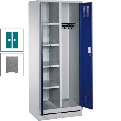Mehrzweckschrank, Doppeltüren, Füße, 2 Abteile a 300 mm, Korpus anthrazitgrau, Tür anthrazitgrau, 1.800 x 600 x 500 mm (HxBxT)