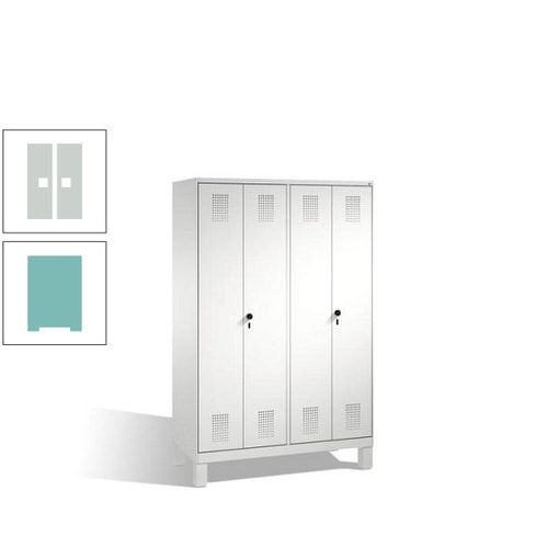 Doppel-Spind, Doppeltüren, Garderobenschrank mit Füßen, 4 Abteile a 300 mm, Korpus anthrazitgrau, Tür anthrazitgrau, 1.850 x 1.200 x 500 mm (HxBxT)