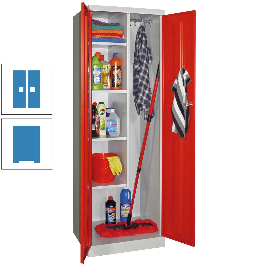 Putzschrank mit Sockel - 1 Abteil mit Trennwand - 1.800x600x500 mm (HxBxT) - Zylinderschloss - anthrazitgrau