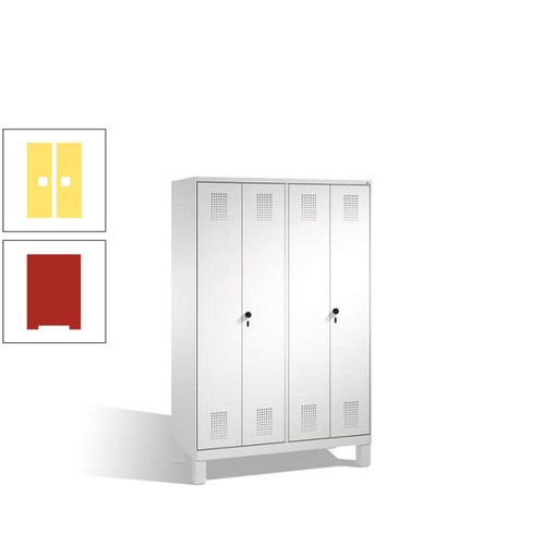 Doppel-Spind, Doppeltüren, Garderobenschrank mit Füßen, 4 Abteile a 300 mm, Korpus anthrazitgrau, Tür anthrazitgrau, 1.850 x 1.200 x 500 mm (HxBxT)