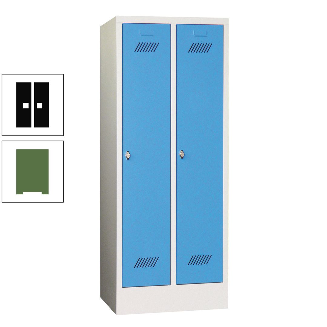 Spindschrank f. Schulen - mit Sockel - Höhe 1.600 mm - 2 Abteile a 300 mm - Drehriegel - anthrazitgrau