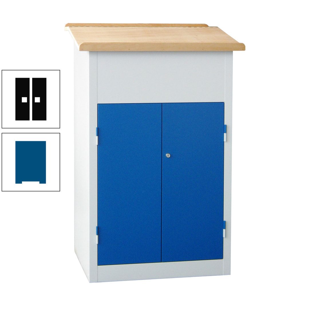 Stehpult mit Schrank - Vollblechtür - Zylinderschloss - 2 Böden - 1.200 x 700 x 600 mm (HxBxT) - anthrazitgrau