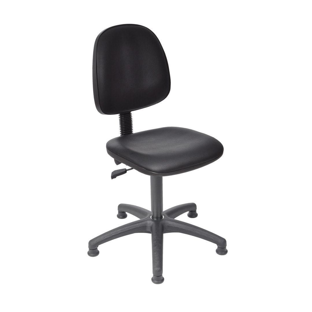 Arbeitsstuhl - Bürostuhl - Sitzhöhe 450 - 640 mm - Kunstleder, schwarz - Rückenlehne groß - Kunststoff-Fußkreuz mit Gleitern