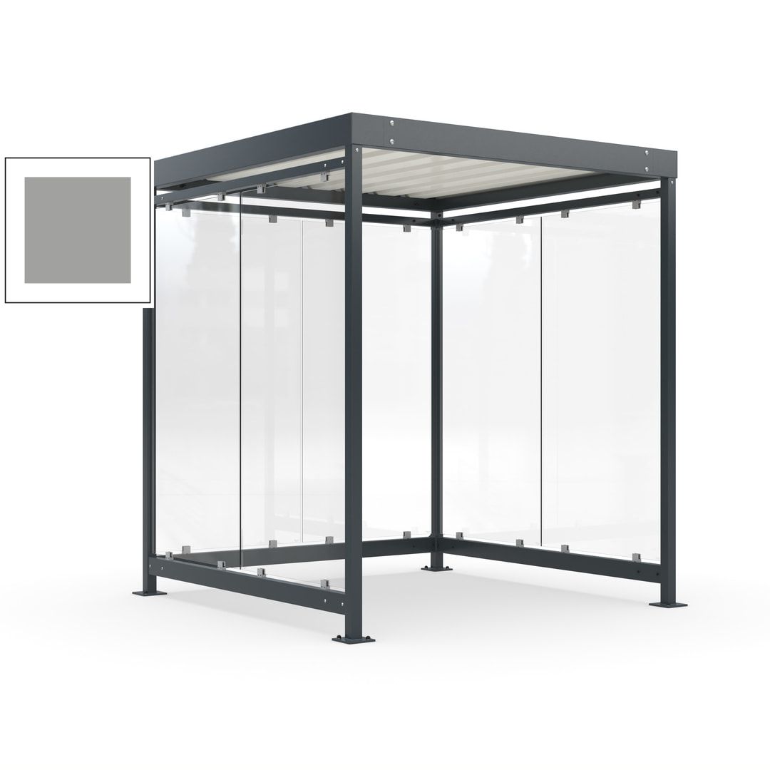 Raucherunterstand, Bushaltestelle, Bausatz, 6-7 Personen, 6 Wände, 2.510 x 2.165 x 2.165 mm (HxBxT), Achatgrau