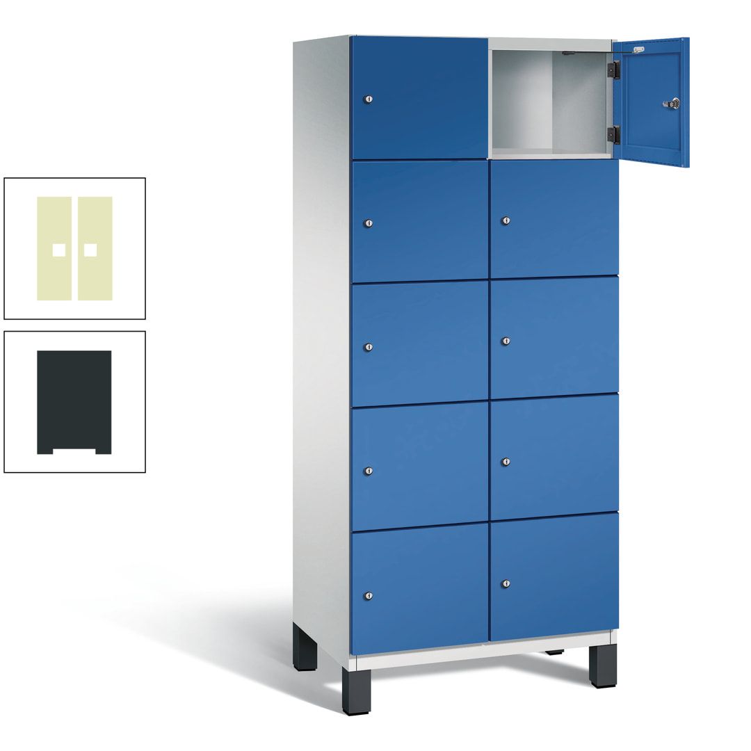 Fächerschrank, Stahlschrank, 10 Fächer, Türöffnungsbegrenzer, Füße, 1.980 x 800 x 525 mm (HxBxT), Korpus anthrazitgrau, Front anthrazitgrau