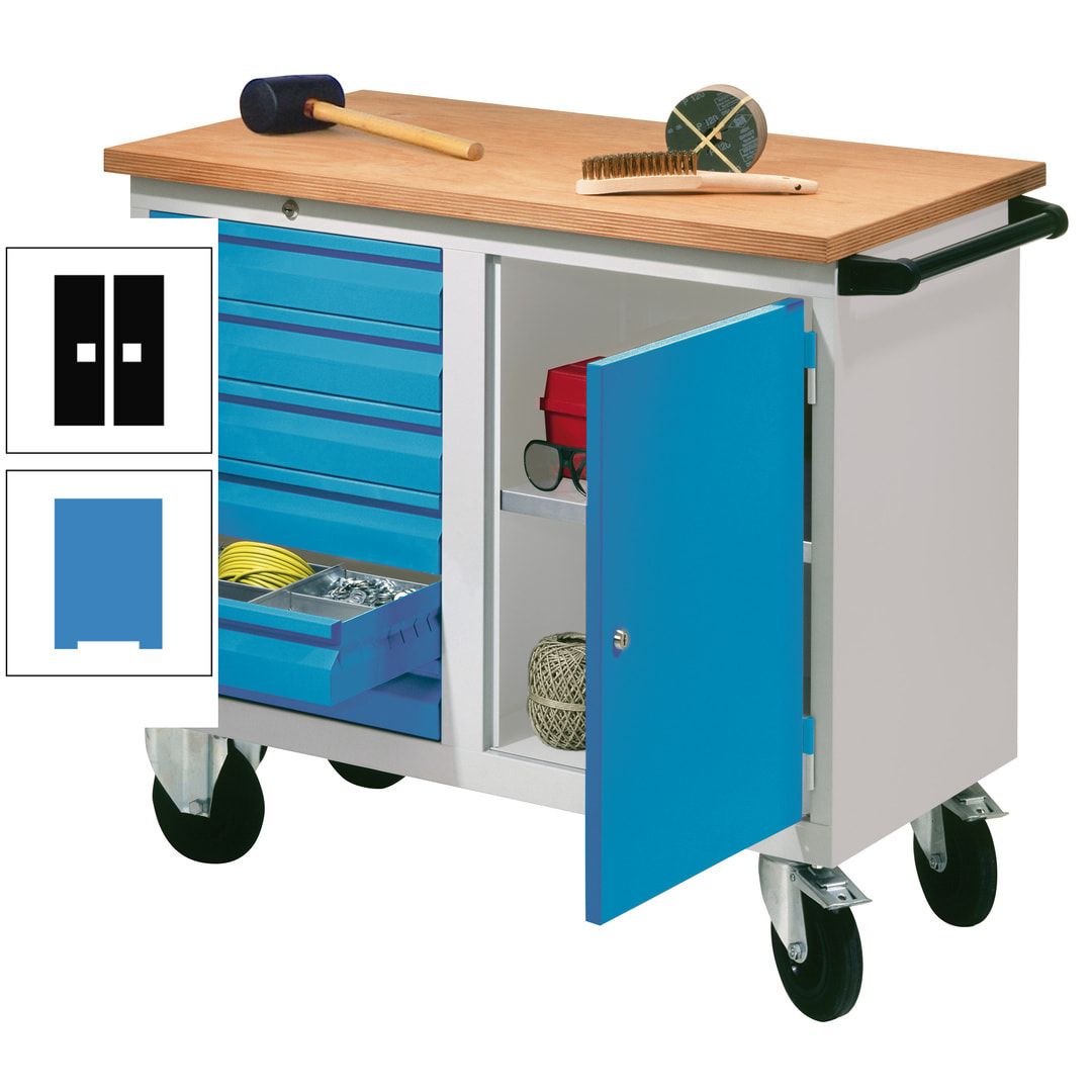 Mobile Werkbank - Werkstattwagen - 915 x 1.090 x 600 mm - 6 Schubladen und Schrankfach - anthrazitgrau