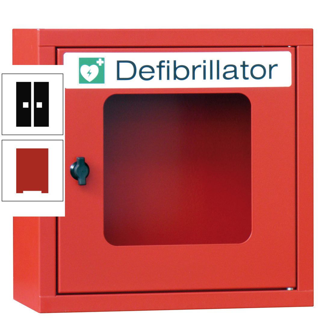 Defibrillatorenschrank - 400 x 400 x 200 mm (HxBxT) - Sichtfenster - anthrazitgrau
