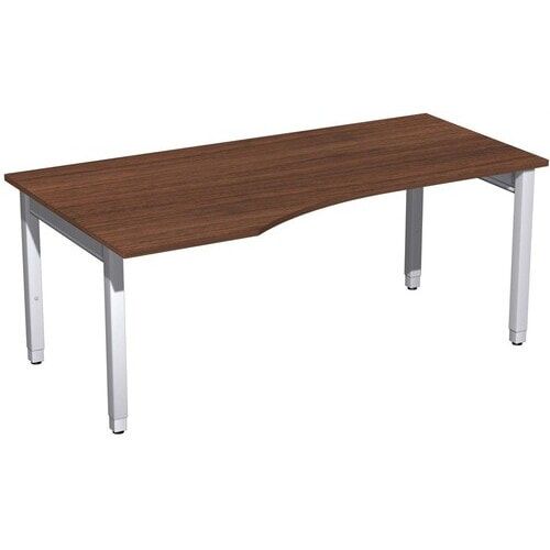 Eckschreibtisch, Ecke links, Füße einseitig verkürzt, 4-Fuß Quadrat Pro, höhenverstellbar, 680-800 x 1.600x 1.000 mm (HxBxT), Dekor Ahorn