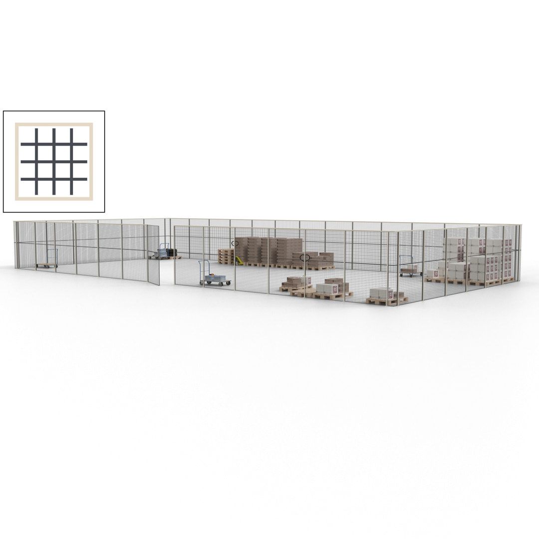 Maschinen Schutzgitter - Hallentrennwand - Sicherheitszaun - Tür - 57 m - 2.200 x 19.900 x 9.400 mm (HxBxT) - enzianblau
