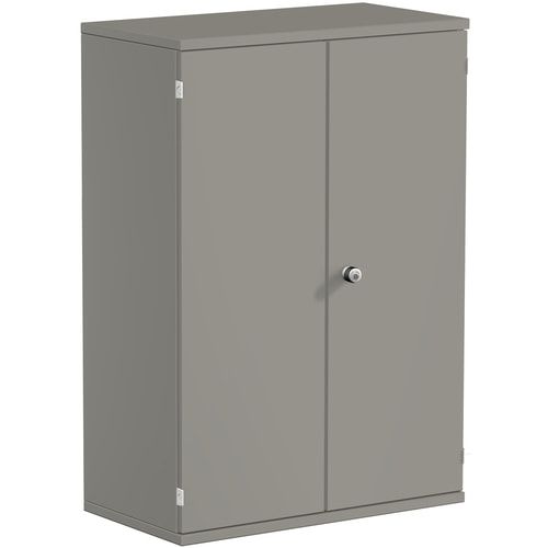 Flügeltürenschrank, Holztüren, 3 Ordnerhöhen, 2 Dekor-Einlegeböden, 1.152 x 1.000 x 425 mm (HxBxT), Frontfarbe Ahorn, Korpusfarbe Ahorn