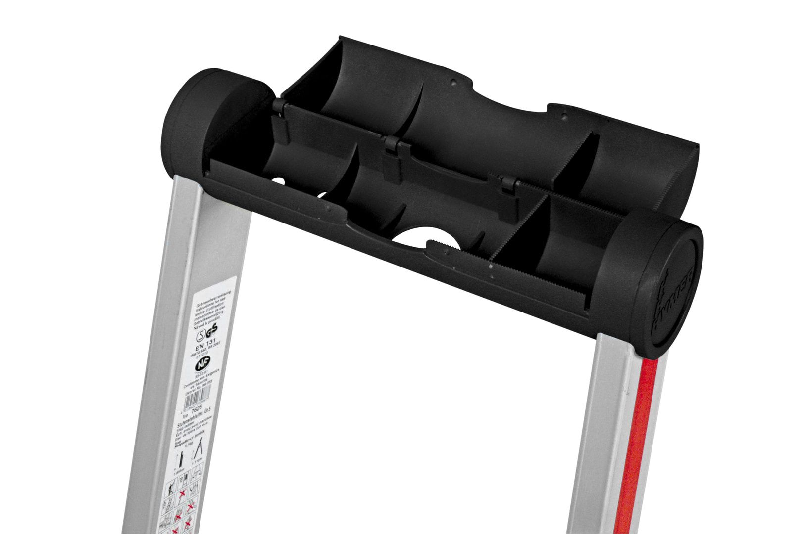 Einseitige Stufenstehleiter - zuklappbare Ablageschale mit Eimerhaken - rutschfester Stand - Aluleiter - 1.370 mm