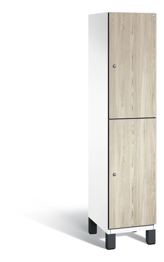 Fächerschrank, Garderobenschrank, mit Füßen, 1 Abteile, 1.980 x 400 x 525 mm (HxBxT), Korpus anthrazitgrau, Tür Donau-Ahorn