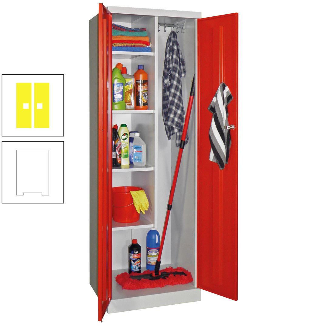 Putzschrank mit Sockel - 1 Abteil mit Trennwand - 1.800x600x500 mm (HxBxT) - Zylinderschloss - anthrazitgrau