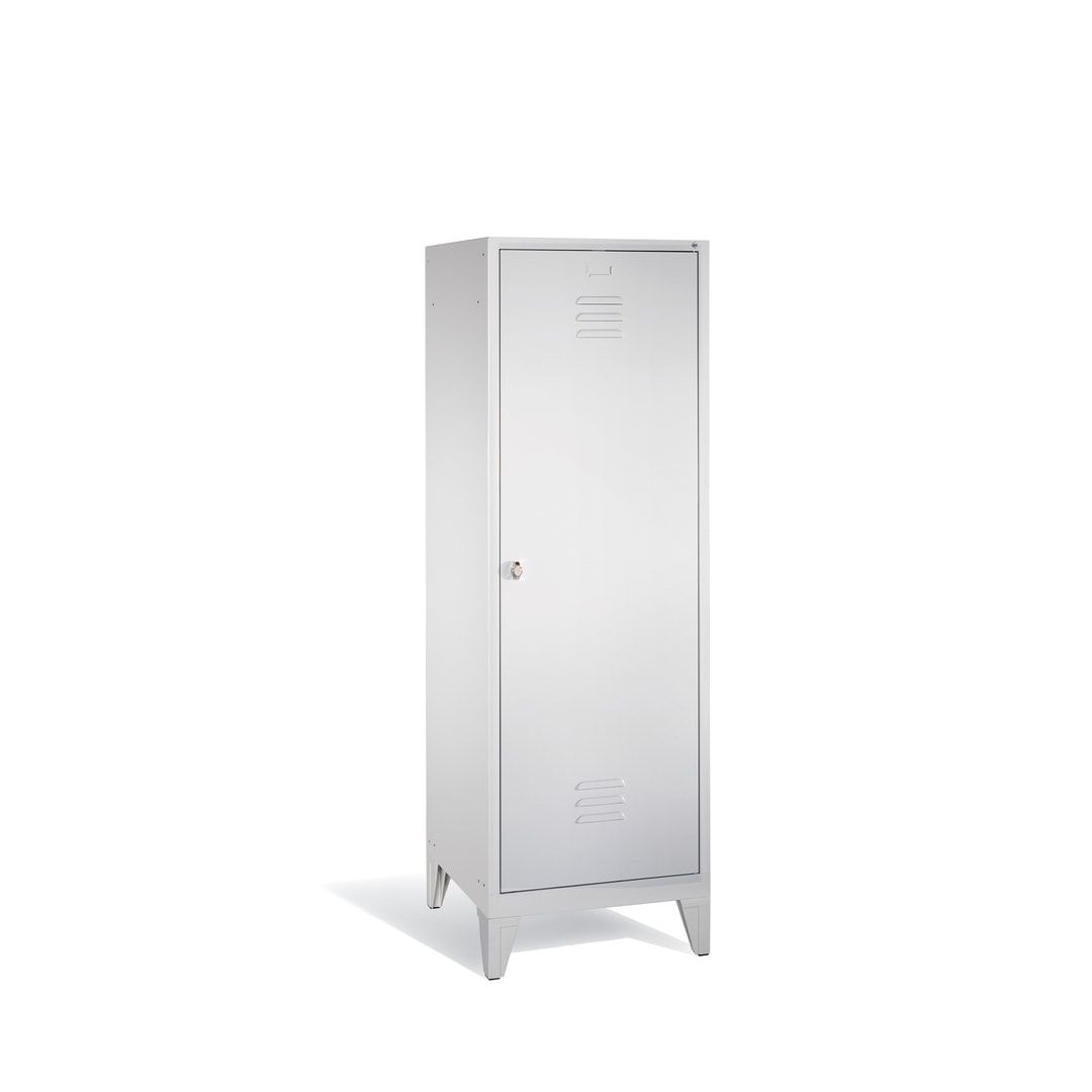 Doppel-Spind mit Großtür, Garderobenschrank mit Füßen, 2 Abteile a 300 mm, Korpus anthrazitgrau, Tür anthrazitgrau, 1.850 x 610 x 500 mm (HxBxT)