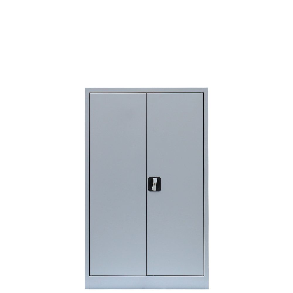 Aktenschrank, Büroschrank, abschließbar, Flügeltüren, 2 Fachböden, 1.200 x 800 x 383 mm (HxBxT), Stahl, Korpus und Türen in lichtgrau
