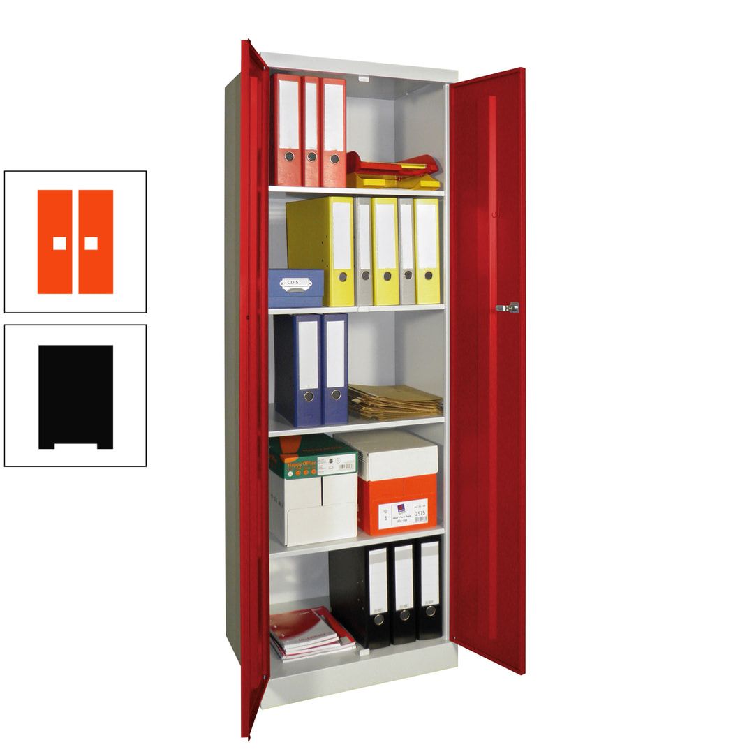 Aktenschrank - Sockel - 4 Böden - 1.800x600x500 mm (HxBxT) - Zylinderschloss - anthrazitgrau