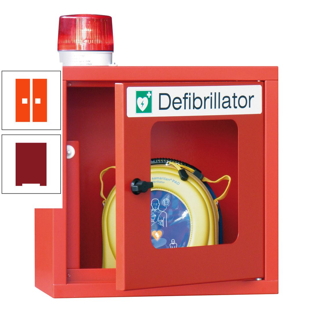 Defibrillatorenschrank mit akustischem und optischem Alarm - 490 x 400 x 200 mm (HxBxT) - Sichtfenster - anthrazitgrau
