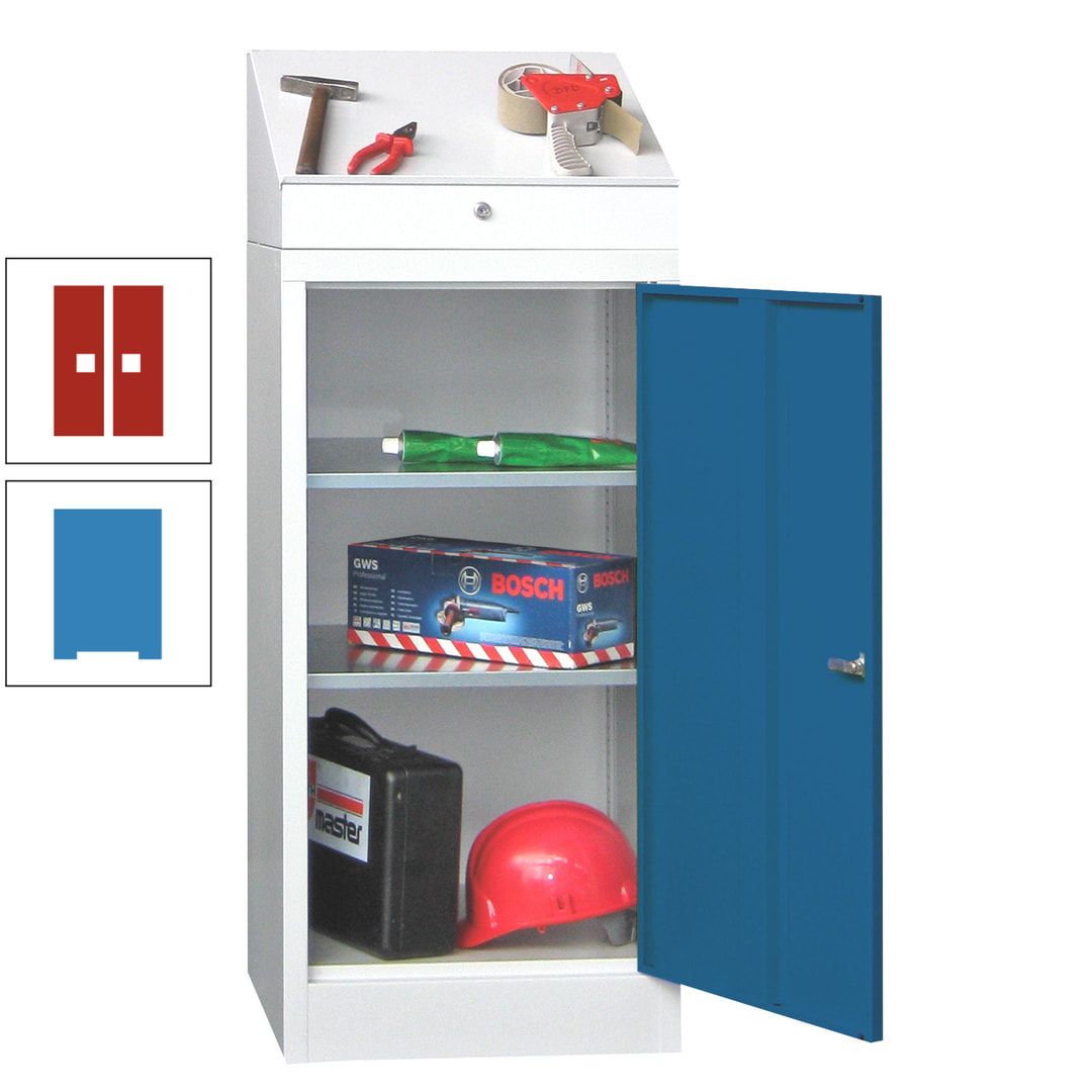 Stehpult mit Schrank - Vollblechtür - Zylinderschloss - 1.270x500x500 mm (HxBxT) - anthrazitgrau