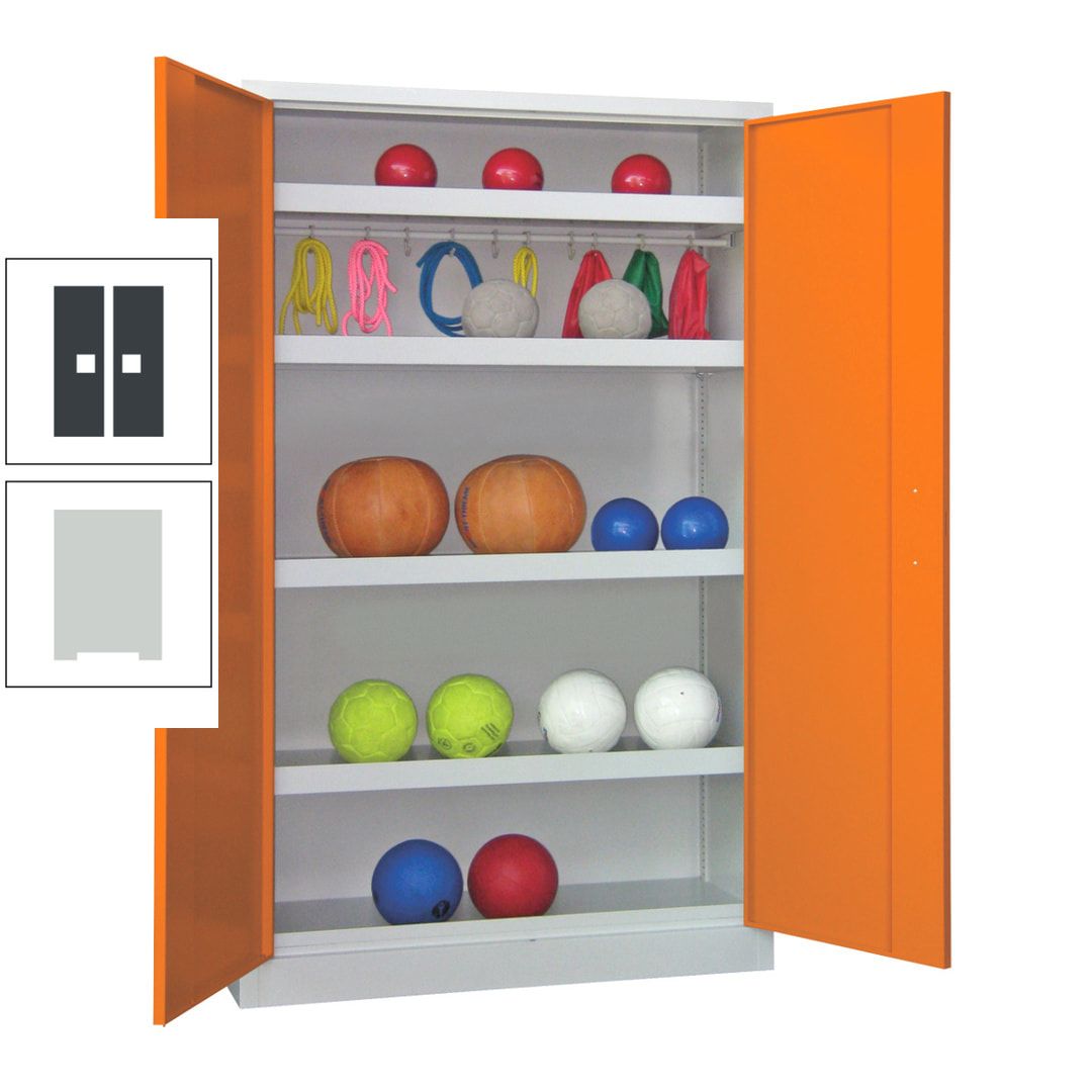 Ballschrank - Vollblechtüren - 4 Böden - 1 Hakenleiste - 1.950x1.200x500 mm (HxBxT) - anthrazitgrau