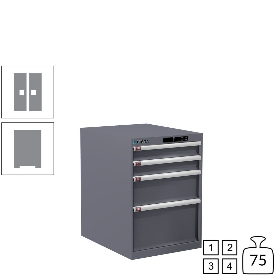 Lista Schubladenschrank - 14.371.010 - 800x564x725 mm (HxBxT) - 4 Schubladen - 75 kg - Key Lock - lichtblau (RAL 5012)