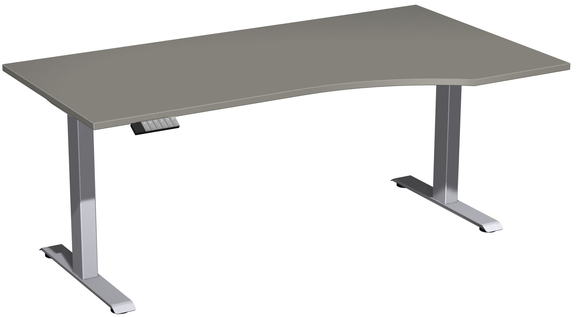 Eckschreibtisch, Ecke rechts, Elevate Basic, elektronisch höhenverstellbar, 730 - 1.230 x 1.800 x 1.000 mm (HxBxT), Gestell anthrazit, Dekor Ahorn