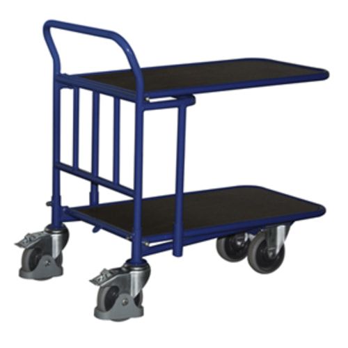 C+C Wagen mit Siebdruckplatte - 2 Etagen - ineinanderschiebbar - Ladefläche 500 x 880 mm (BxT) - Traglast 400 kg - enzianblau