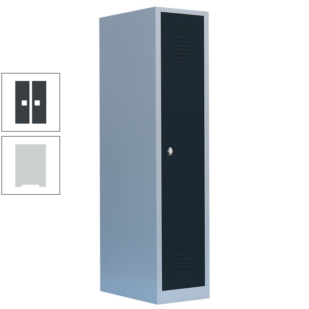 Garderobenschrank, Garderobenspind, 1 Abteil, 1.800 x 415 x 500 mm (HxBxT), Stahl, Korpusfarbe: lichtgrau, Frontfarbe: anthrazitgrau