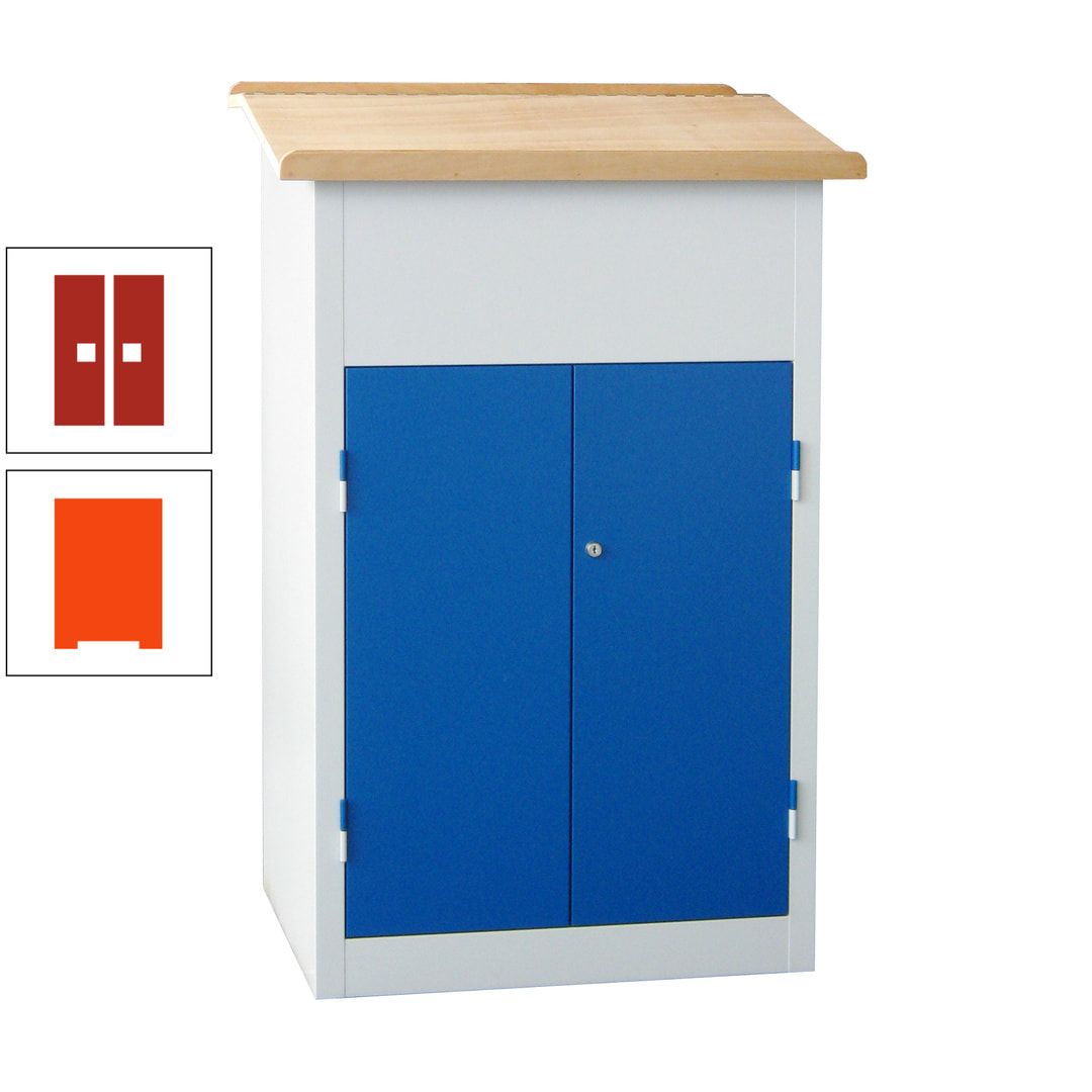 Stehpult mit Schrank - Vollblechtür - Zylinderschloss - 2 Böden - 1.200 x 700 x 600 mm (HxBxT) - anthrazitgrau