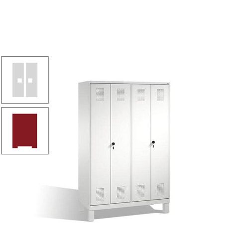 Doppel-Spind, Doppeltüren, Garderobenschrank mit Füßen, 4 Abteile a 300 mm, Korpus anthrazitgrau, Tür anthrazitgrau, 1.850 x 1.200 x 500 mm (HxBxT)