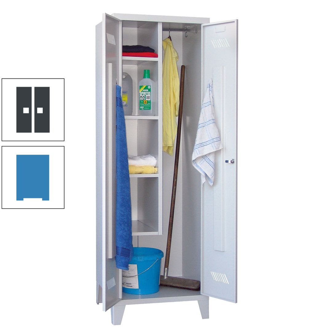 Putzschrank mit Füßen - 1 Abteil mit Trennwand - 1.850x600x500 mm (HxBxT) - Drehriegel - anthrazitgrau
