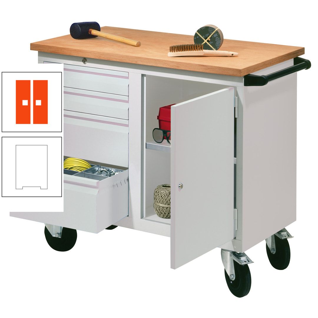 Mobile Werkbank - Werkstattwagen - 915 x 1.090 x 600 mm - 4 Schubladen und Schrankfach - anthrazitgrau