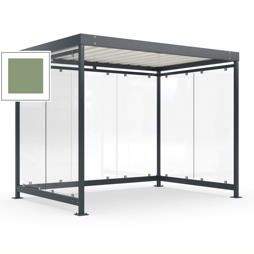 Raucherunterstand, Bausatz, Fahrgastunterstand, Bushaltestelle, 2.510 x 3.180 x 2.165 mm (HxBxT), 7 Wände, Achatgrau