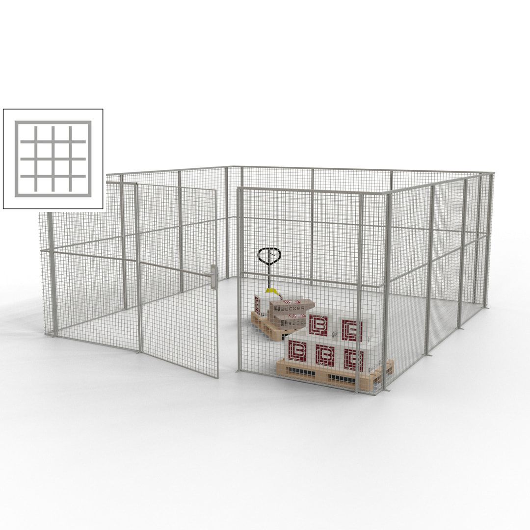 Maschinen Schutzgitter - Hallentrennwand - Sicherheitszaun - Tür - 18 m - 2.200 x 4.900 x 4.900 mm (HxBxT) - enzianblau