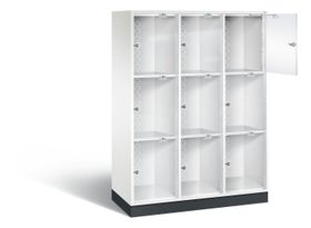 Schließfachschrank, Fächerschrank mit Türen aus Acrylglas, 2 Abteile, 6 Fächer, Zylinderschloss, 1.750 x 1.220 x 500 mm (HxBxT)