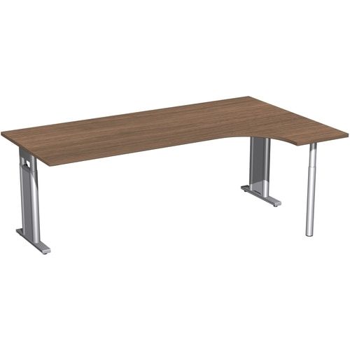 Eckschreibtisch, Ecke rechts, Füße einseitig verkürzt, C-Fuß Pro, höhenverstellbar, 680-820 x 1.600 x 1.200 mm (HxBxT), Dekor Ahorn