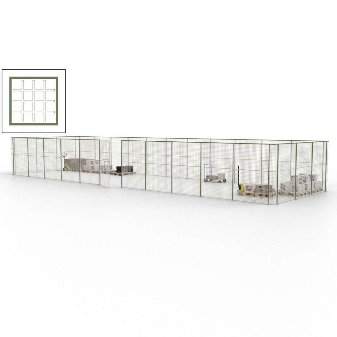 Maschinen Schutzgitter - Hallentrennwand - Sicherheitszaun - Tür - 42 m - 2.200 x 16.900 x 4.900 mm (HxBxT) - enzianblau