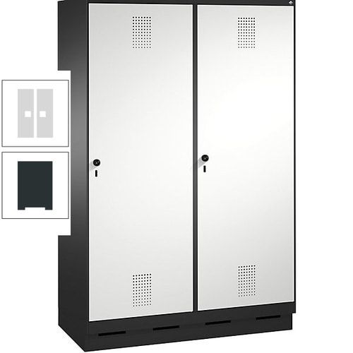 Doppel-Spind, Garderobenschrank, 2 Türen für 4 Abteile a 300 mm, Korpus anthrazitgrau, Türen anthrazitgrau, 1.800 x 1.200 x 500 mm (HxBxT)