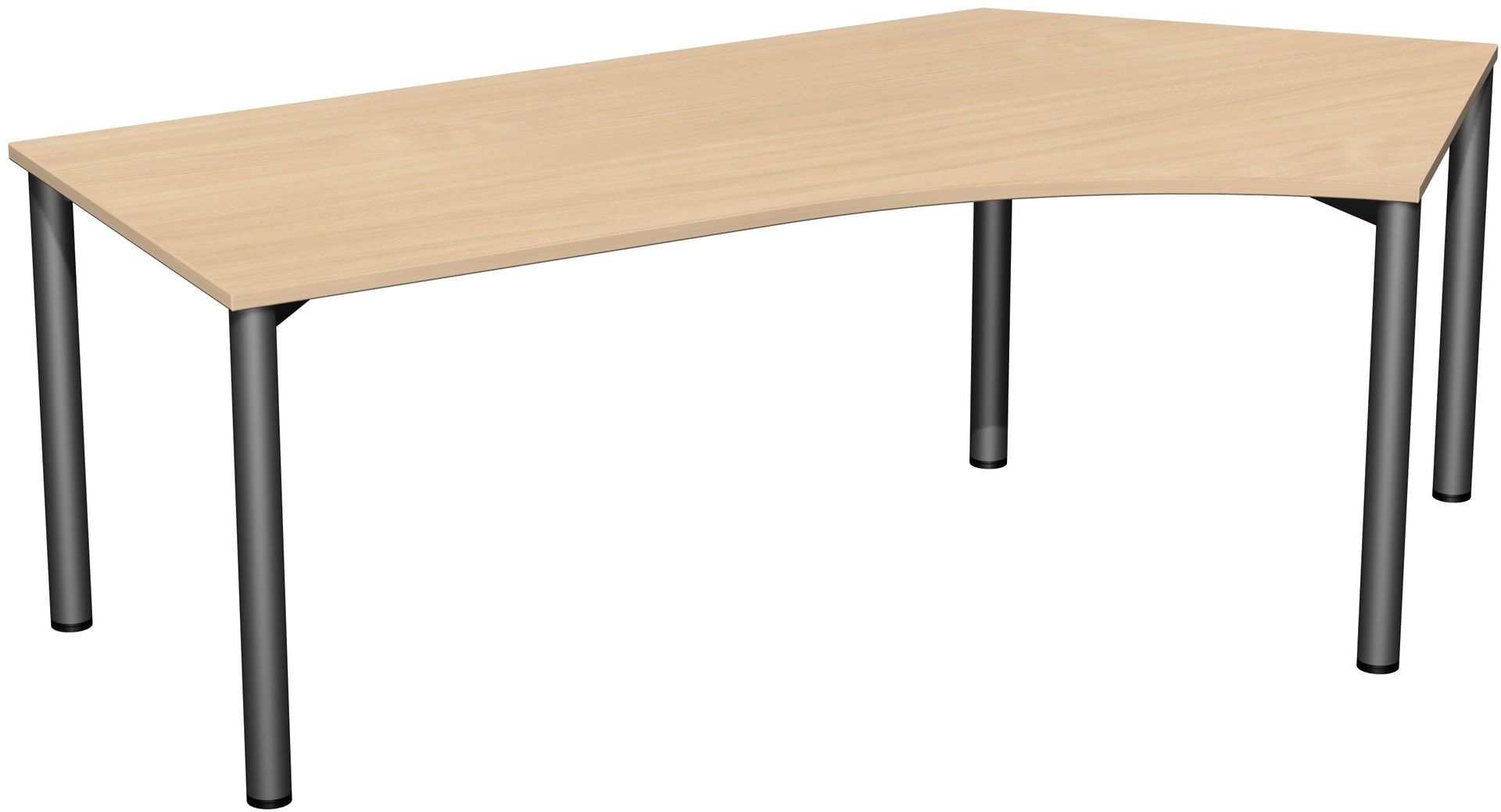 Winkel-Schreibtisch - Winkel rechts - 4-Fuß Flex - 720 x 2.166 x 1.130 mm (HxBxT) - Gestell anthrazit - Ahorn