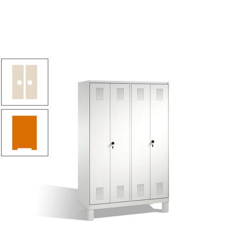 Doppel-Spind, Doppeltüren, Garderobenschrank mit Füßen, 4 Abteile a 300 mm, Korpus anthrazitgrau, Tür anthrazitgrau, 1.850 x 1.200 x 500 mm (HxBxT)