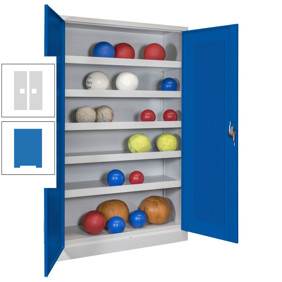 Ballschrank - Lochfeldtüren - 5 Böden - 1.950x1.200x500 mm (HxBxT) - anthrazitgrau