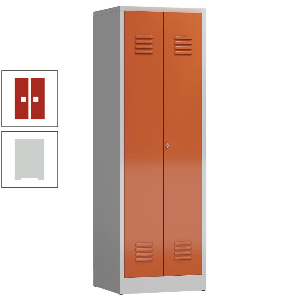 Mehrzweckschrank, Garderobenschrank, 2 Abteile, 6 Fächer, 1.800 x 590 x 500 mm (HxBxT), Drehriegel, Stahl, Korpus: lichtgrau, Front: anthrazitgrau