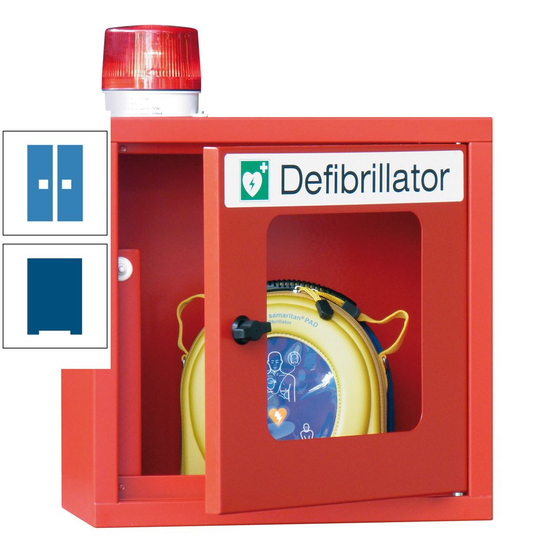 Defibrillatorenschrank mit akustischem und optischem Alarm - 490 x 400 x 200 mm (HxBxT) - Sichtfenster - anthrazitgrau