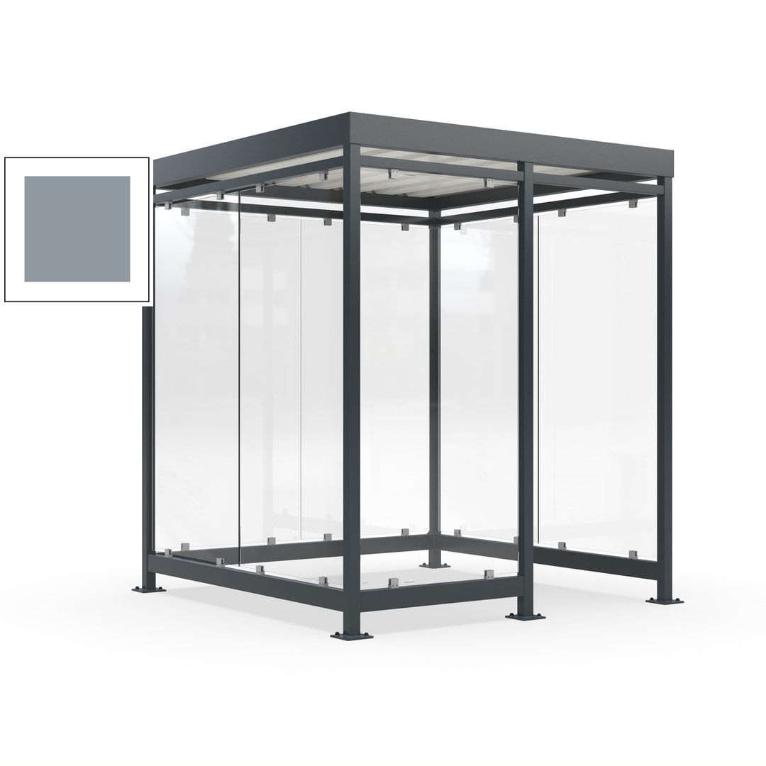 Raucherunterstand, Bushaltestelle, 7 Wände, 6-7 Personen, 2.510 x 2.165 x 2.165 mm (HxBxT), Farbe Achatgrau